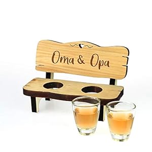 Schnapsbank mit Gravur für Großeltern, Schnapsgläser mit kleiner Holzbank, Geschenke für Oma und Opa, Schnapsbrett Bank…