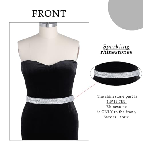 Abien Plus Size Rhinestone Belts for Women Shiny Silver Stretch Belt Crystal Waist Belt for Dresses Formal3