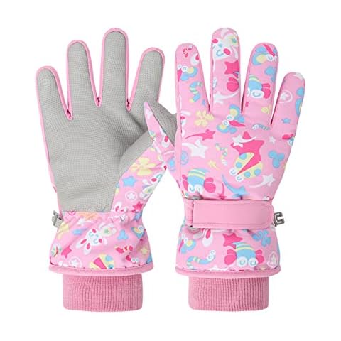 FAYHIJUN Kids Winter Gloves Waterproof Cold Weather thermal Kid Snow Ski Bicycle Snowboard Glove Best Gift for Boy Girl Outdoor Sport Age4 5 6 (Pink, S(Age4-6)) Cover