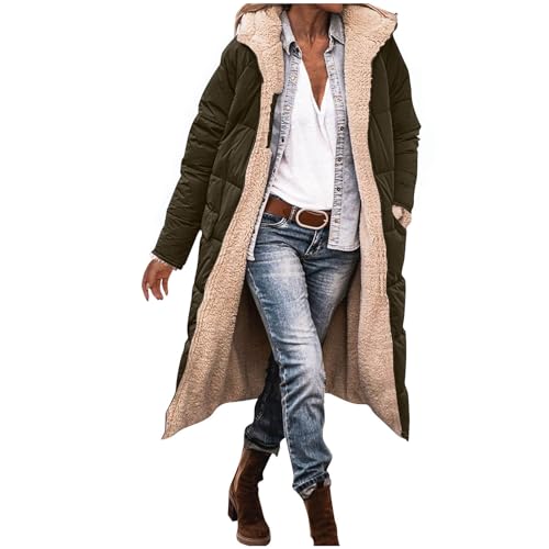 Damen Winterjacke Winter Casual Einfarbig Steppjacke Langarm Teddyfleece Jacke Mit Reissverschluss Hooded Fleecemantel Mit Taschen Windbreaker Steppmantel Freizeit Baumwolle Parka Softshellmantel