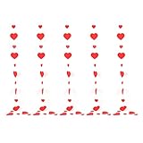 Herzförmige Papiergirlanden-Banner-Ornament, 5 Stück rote Herz-Wimpelkette, Banner-Schnur, Wiederverwendbare Valentinstag-Party-Dekoration mit 5 Herz-Girlanden, für Geburtstag,