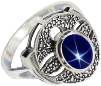SILVERNROCK Blue Sapphire Linde Star Lab Grown Gemstone Silver plated Meditation