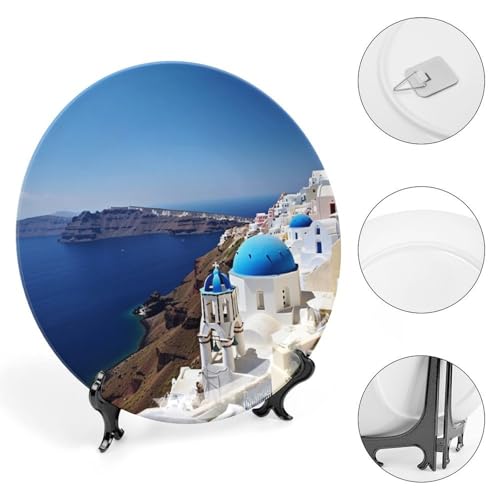 Plato decorativo Bone China vista isla Santorini 6 pulg miniatura 4
