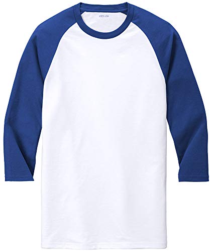 Joe's USA Men's 3/4 Raglan Baseball T-Shirt-L-DeepRoyal/White