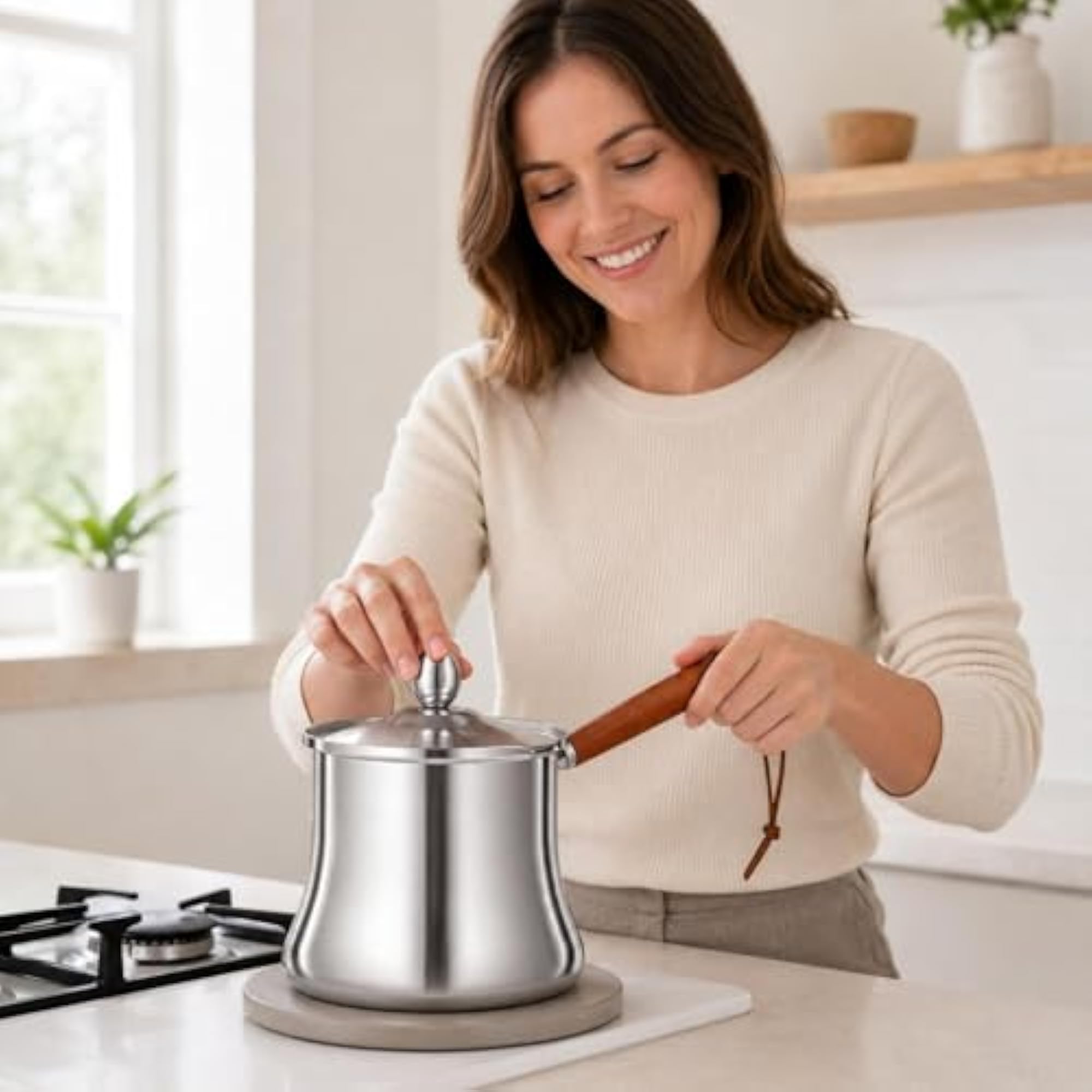 Cooktop Safe Stainless Steel Milk Pitcher, 720ML