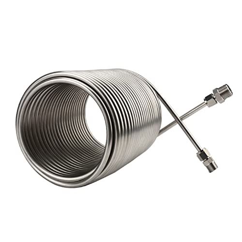 Aizyr Stainless Steel Cooling Coil Pipe, Immersion Wort Chiller 1/2" & 3/8" Port & Spiral Tube Coil Homebrew Beer/Wine Heat Exchangers Coil #TOP4