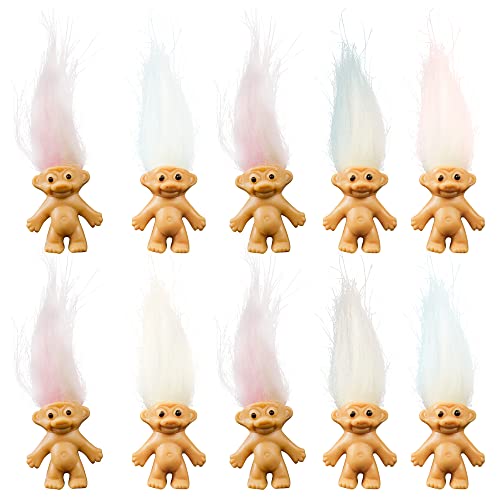 10 Pcs Lucky Troll Dolls PVC Vintage Mini Figures for Cake Toppers Party