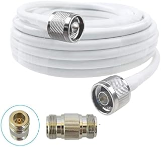 50ft Coaxial Cable, Replacement Coax Cable for Cell Phone Signal Booster Replaced/Extension Coaxial Cable Cord Cell Phone Booster Antenna Wire 4D-FB OD6.5 50ohm N Male Connector Ends w/Adapters FUSTAR