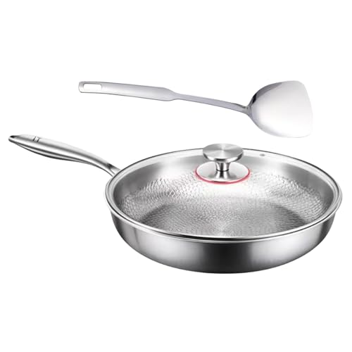 ZAYIUKI Titaniums - Juego de sartenes antiadherentes con tapa y espátula, utensilios de cocina resistentes a los arañazos para múltiples estufas