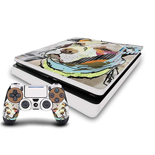 Skin vinyle pour PS4 Slim décor Pitbull Mix Art salon moderne