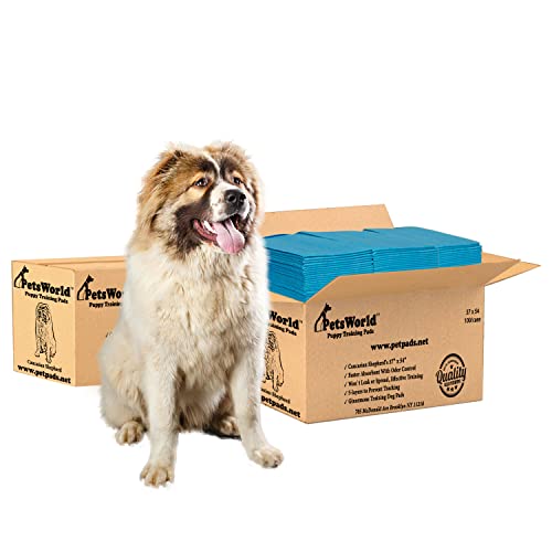 Image of PetsWorld Enormous Dog Pee Pads 37 inchx54 inch 200 Count - XXXL Pet Pee Pads for Giant Dogs & Pets, Heavy Duty Leak-Proof Dog Training Pads, Super Absorbent Quick-Dry Potty Pads with Adhesive Tabs