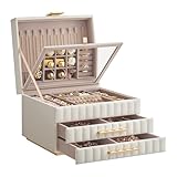 【GIFT TO REMEMBER】Add a touch of sophistication to any vanity, bedroom, dressing room, or living space. This stylish jewellery box is an ideal gift for birthdays, anniversaries, or special events, perfect for those who cherish both beauty and utility