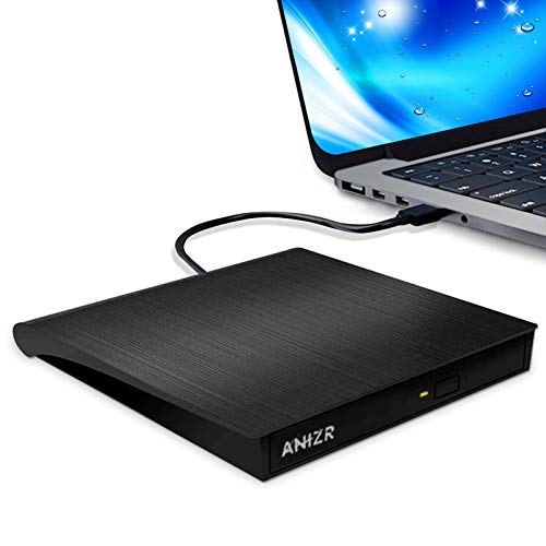 Grabadora CD/DVD Externa USB 3.0,ANIZR Unidad de CD/DVD Externa Portátil +/- RW ROM Quemador Silm Lector/Escritor Compatible para PC Desktop Laptop Windows Linux OS Mac Vista