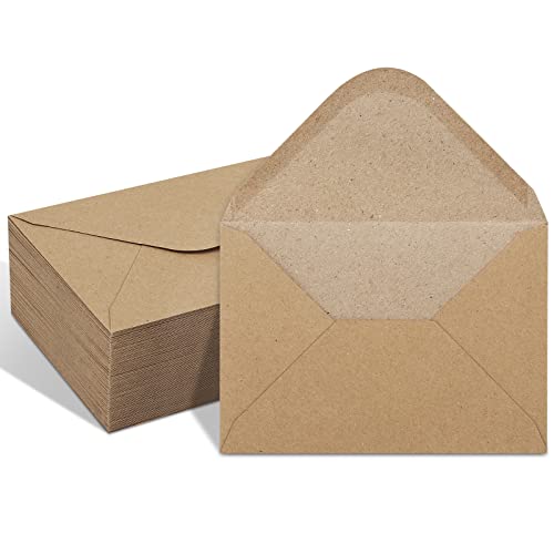 Keketer 50 Pack Kraft 4x6 Envelopes, Contour Flap A4 Envelopes for Engagement Invites, Weddings Invitation, announcements, Baby shower, Perfect for RSVP Card 120gsm, 4.5 x 6.4 Inches - 100% Recycled