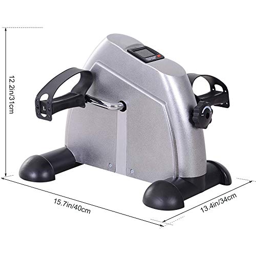 CGgJT-Portable-Pedal-Exerciser-Arm-Leg-Cycle-Gym-Mini-Exercise-Bike-Digital-Under-Desk-Bike-Foot-Cycle-Arm-Leg-Pedal-Machine-with-LCD-Screen-Display-Adjustable-Resistance-Silver