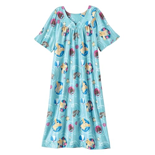 Image of AmeriMark Casual Women's Patio Muumuu House Dress Loose Comfortable Short Sleeve Sun Dress Lounger Gown Sleepwear for Ladies