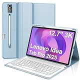 Lenovo Idea Tab Pro 12.7インチ 2025年用キーボードケース、取り外し可能な磁気キーボード&ソフトPUカバー&充電式バッテリー&ペンホルダー&ビュー角度調節&自動ウェイク/スリープ&ショートカットキー。