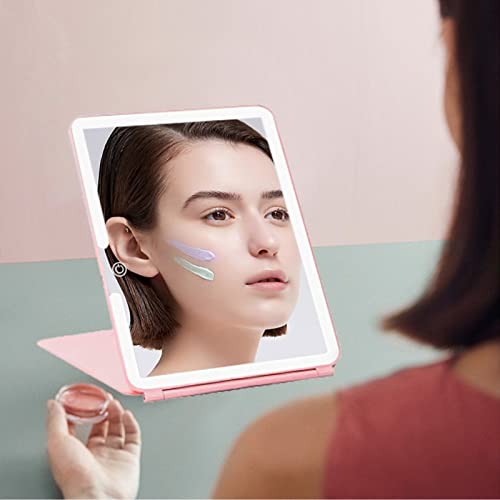 Jadazror Large Travel Makeup Mirror With 10X And 20X Magnifying Mirror, Portable Lighted Makeup Mirror With 3 Light Settings, Usb Rechargeable, 9.85 * 7.5 Inch Travel Mirror With Tweezers, Pink #TOP7