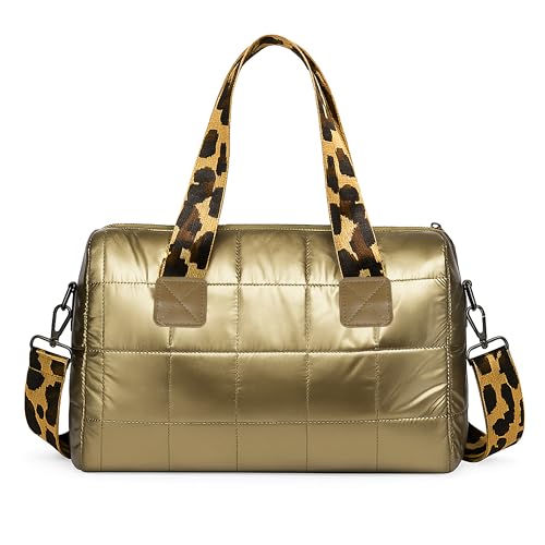 Image of Storite Crossbody Bag, Puffy Purses Top Handle Handbags, Puffer Shoulder Tote Bag for Women - Gold
