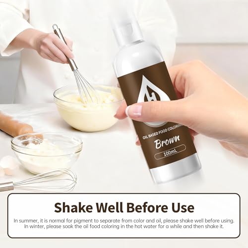Image of Brown Oil Based Food Coloring for Chocolate - Herbeklab 100ml Professional Concentrated Oil Food Dye for Candy Melts, Chocolate, Cake Pops, Strawberries & Baking