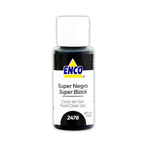 ENCO Gel Colorante Alimentario Super Black 1.41 oz (40g) Concentrado, Vegano