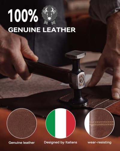 Image of Swallowmall Wallet for Men RFID Blocking Genuine Leather Mens Wallets Bifold with 1 ID Window 15 Card Slots coffee brown