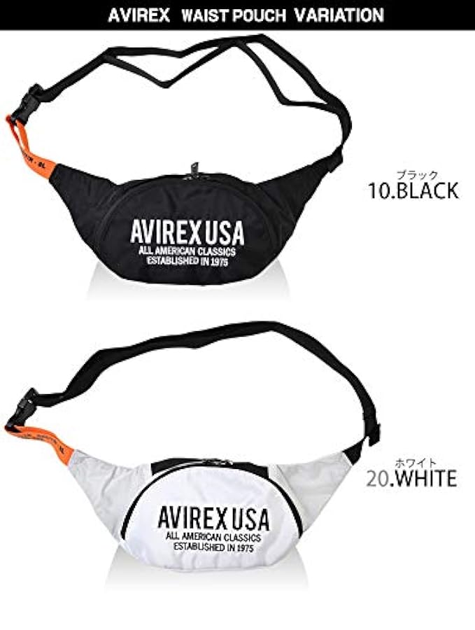AVIREX U.S.A. ボディバッグ・ウエストポーチ ブラック AVIREX ウエストポーチ ウエストバッグ VARSITY BODY BAG/バー