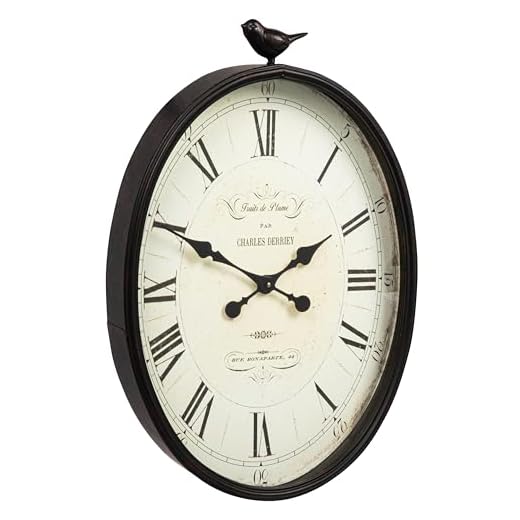 Creative Co Op Oval Metal Wall Clock with Bird product image
