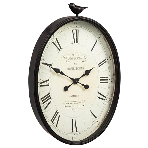Creative Co-Op Oval Clock with Bird