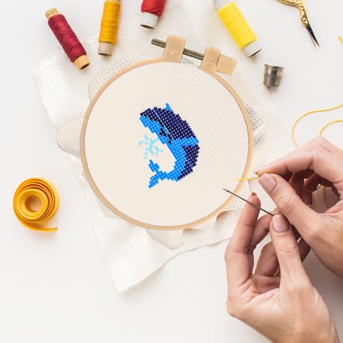 Gaomoeny 29 STK Stickset für Anfänger, Sticken Set Erwachsene Anfänger, Kreuzstich Sets Sticken, Tiermuster Embroidery Kit, Stickerei Kits, mit Holz Stickrahmen Set, 13 Farbfäden Stickgarn