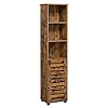 VASAGLE Badkamerkast, hoge kast, badkamermeubel, badkamermeubel, 3 open vakken, 2 verstelbare planken achter de deur…