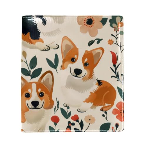 Funda de libro de corgis en cuero sintético premium con acabados de alta resistencia