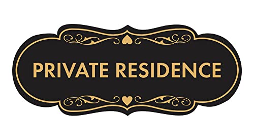 Panneau de résidence privée noir doré taille M : plaque de signalisation extérieure