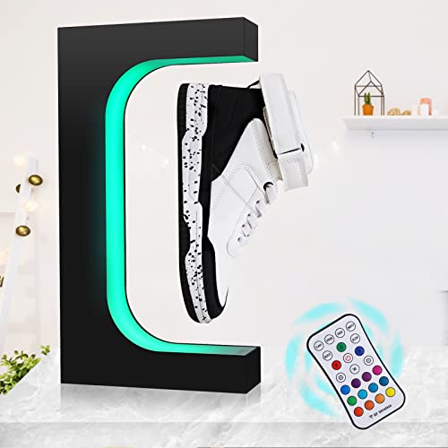 YJINGRUI Magnetischer schwimmender Schuhständer Bunte LED schwebende Schuhe zeigen 360 Grad drehbaren schwimmenden Sneaker-Ständer (schwarz) Cover