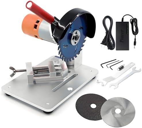 WQV Mini Miter Saw, 775 Motor Cut Off Mini Chop Saw, 4 inch Circular Saw with Angle Adjustable Vise & 3 Blades for Craftsman DIY Crafts Hobby PVC Wood Cutting, Adjustable Speed