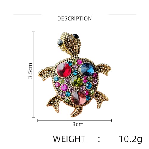 Image of Sea Turtle Rhinestone Brooch Pin for Women Girls Crystal Colorful CZ Ocean Animal Golden Plated Pins Clip Lapel Shirt Dress Jacket Badge Brooches Pins Cute Jewelry Gifts Birthday