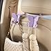 HZEL Car Seat Headrest Hook, Cute Vehicle Backseat Hanging Storage Organizer for Purse Coat Umbrella, Automotive Interior Seatback Hanger Decor Accessories, Universal for Most Cars (Purple)