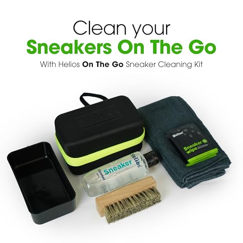Helios On-The-Go Shoe & Sneaker Cleaning Kit | Advanced Cleaning Solution, Multipurpose Brush, Microfiber Towel & 4 Sneaker Wipes | Portable Compact Shoe Cleaner for Sneakers, Leather, Suede & Fabric - Image 4