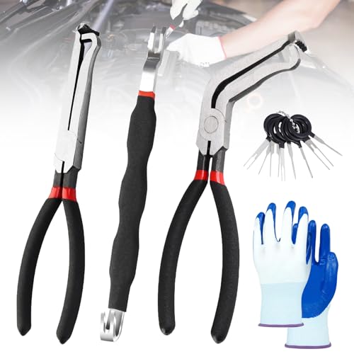 (5Pcs) Electrical Disconnect Pliers for Cars 60 Degree Automotive Electrical Connector fuel line disconnect Tool Set with Clip Removal Tool Hose Separator Wire Plug Clip Sensor Pliers