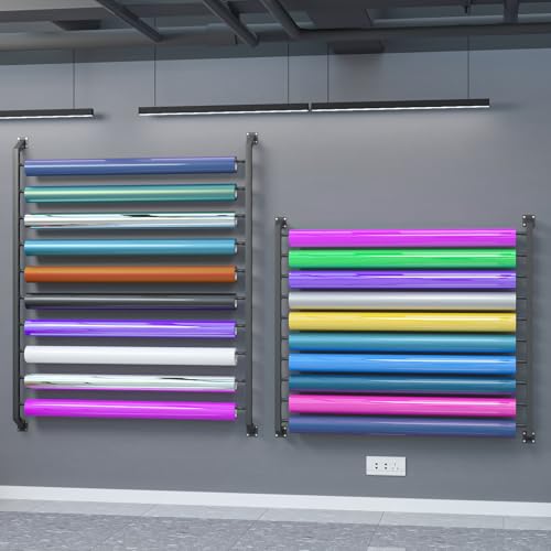 Estante de pared para vinilos de coche con altura ajustable y 10 varillas 7