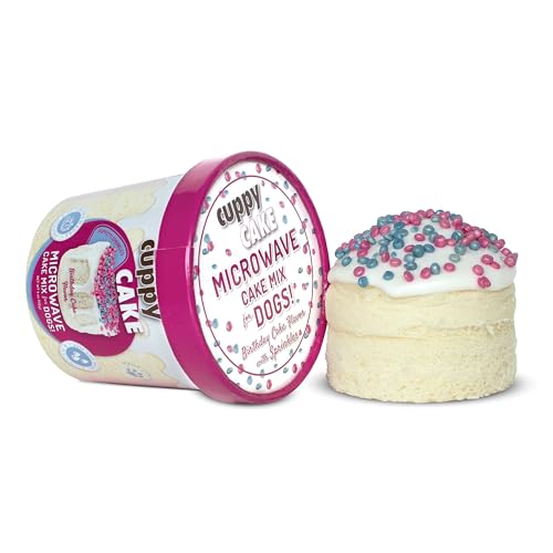 Cuppy Cake Microwave Dog Birthday Cake in a Cup - Ready in 2 Min Just Add Water and Microwave All Natural Pupfetti Sprinkles Made in USA (Woman Owned)