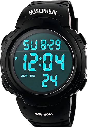 MJSCPHBJK Mens Digital Sports Watch, Waterproof LED Screen Large Face Military Watches for Men