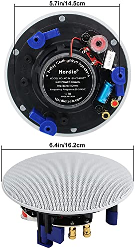 Herdio 320 Watts 2 Way Flush Mount Ceiling Speakers 4 Inches For Bathroom thumb #2