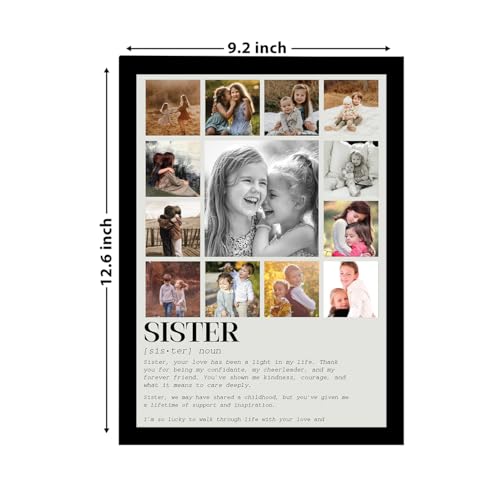 Image of Art Street Customized Sister's Gift for your Sister with 13 Pictures Collage print for Sister Gifts Photo Frame With Photo Upload, Birthday, Couple, Rakhi (9.2x12.6 Inch)