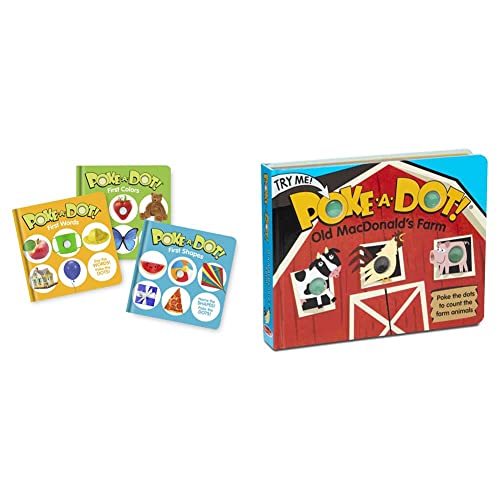 Melissa & Doug Poke-a-Dot Book Bundle: First Words, First Colors & Shapes (Amazon Only) & Children's Book - Poke-a-Dot: Old MacDonaldâs Farm (Board Book with Buttons to Pop)