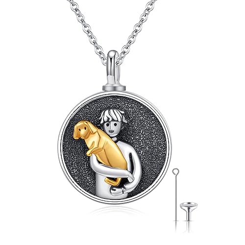 XIXLES Dog Ashes Necklace 925 Sterling Silver Pet Urn Pendant Cremation Jewellery for Women Men, 21mm pendant with a 55.9 cm chain