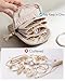 Vlando Small Jewelry Travel Case,Jewelry Pouch Bags with Zipper,Velvet Jewelry Organizer Storage Bag for Bracelet Rings Earring Travel Essentials Gifts for Women Girl-Toffee