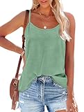 OFEEFAN Tank Tops for Women Chiffon Adjustable Spaghetti Strap Cami Tops Green M