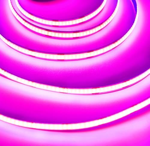Image of COB Strip Lights,DC12V 16.4ft /5m Super Bright Dimmable 48000LM LED Light Strips, High Density Non-Waterproof 2400 LEDs Ribbon Light, More Evener Lighting Than SMD Strip Lights (Pink)