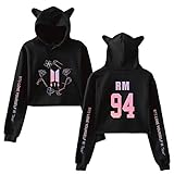 Yovvin BTS Hoodie, KPOP Bangtan Jungen Hip Pop Streetwear Katzenohr Tau-Nabel Anzug Kapuzenpullover Pulli Sweatshirt für Liebespaar Männer Damen Jugendliche(XL RM - Doppelseitig)